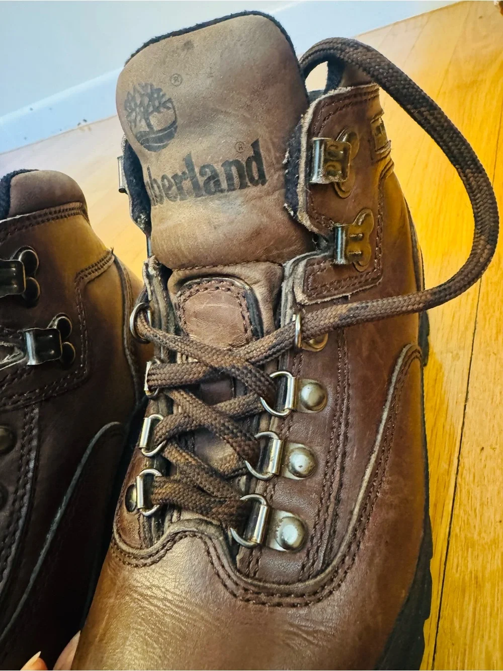 Vintage Timberland 95311 Brown Leather Trail Hiking Boots Size 6M Made Thailand